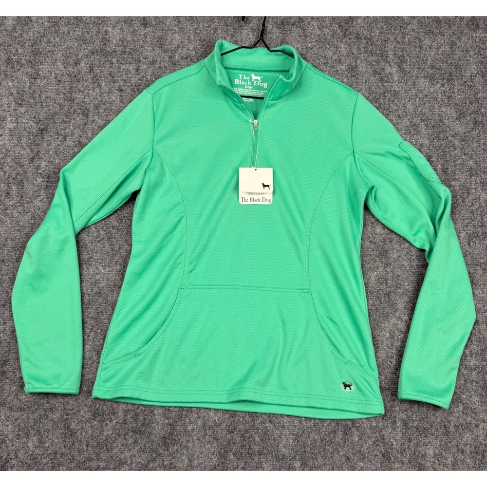 The Black Dog Womens Quarter Zip Pullover Mint Green Performance Top Large NWT